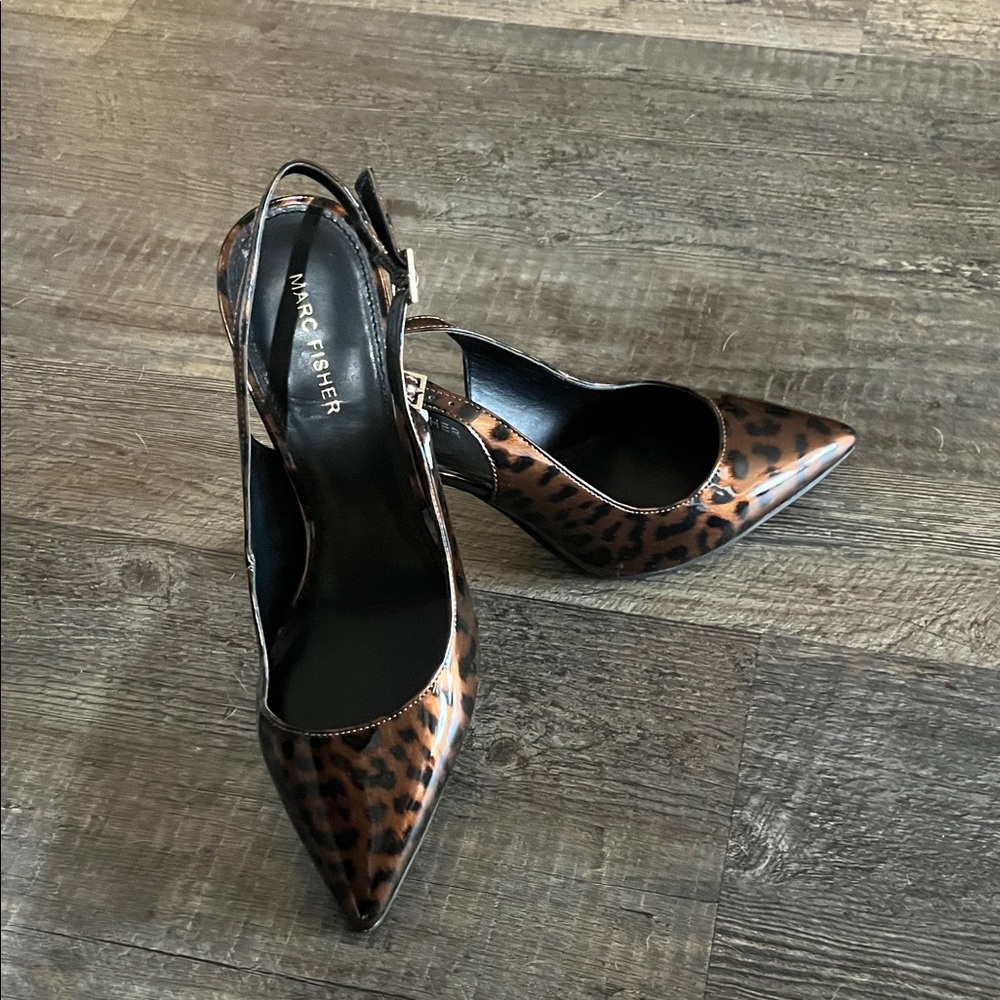 Marc Fisher Brown Leopard Print Women's Heels